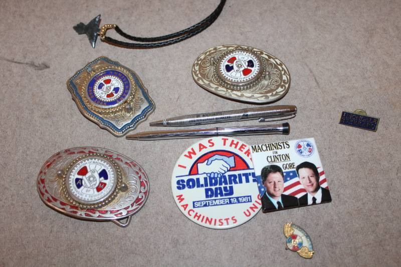 lot 7923 image: IAM Machinist and Aerospace Union Collectibles - Belt Buckles Pins, Pens etc ...