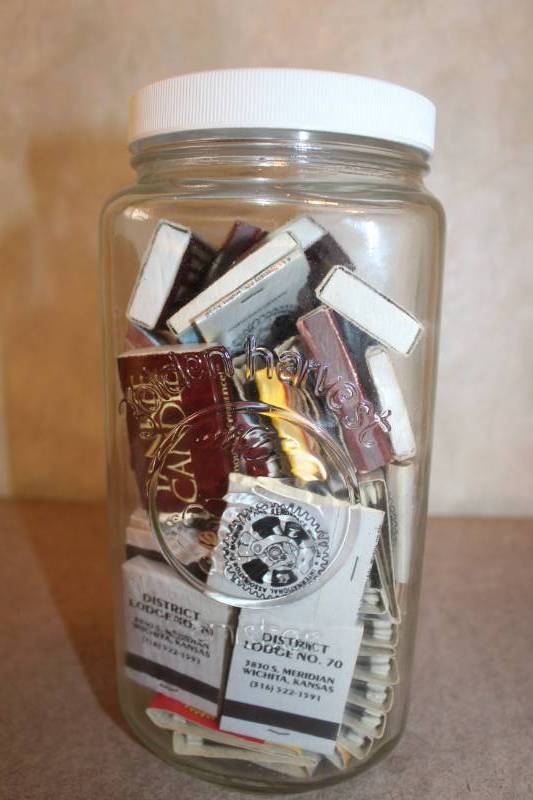 lot 7924 image: Jar filled with Misc Collectible Matchbooks