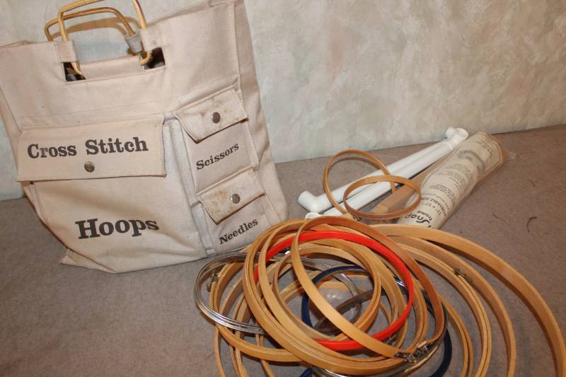 lot 7930 image: Lot of Cross Stitch  Embroidery Hoops
