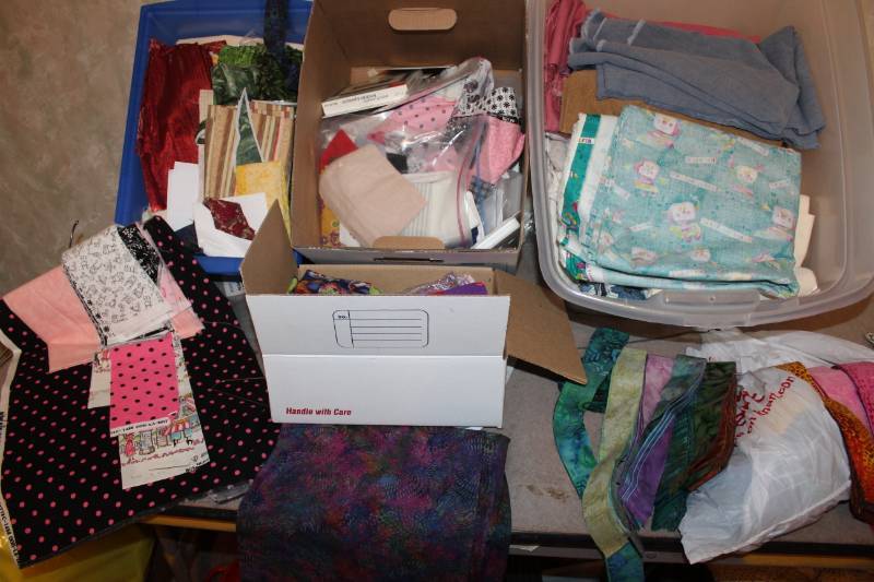 lot 7965 image: Lot of Fabric and Quilting Scraps - In 3 Containers