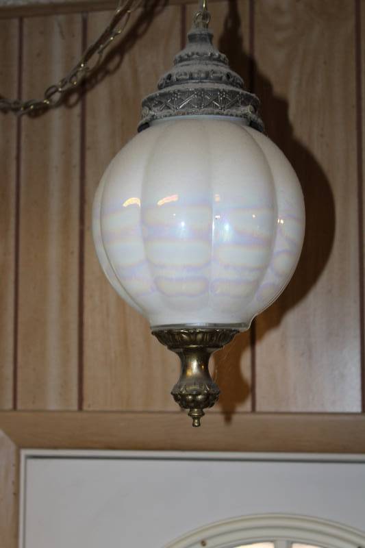 lot 7969 image: Swag Lamp, Hangers, Wall Decor (clocks untested)