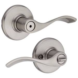 lot 3099 image: Kwikset Balboa BedBath Door Lever in SN - Retail $148