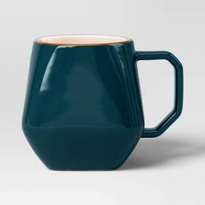 lot 3318 image: Set of 2-16oz Geo Mug Garnet with Gold Rim Teal Blue - Threshold�� - Retail $6