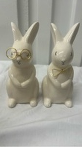 lot 7195 image: 2 Ceramic Bunny Figurines
