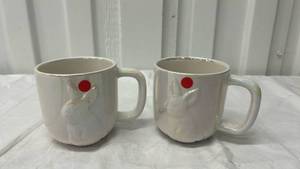 lot 7249 image: Set of 2 Ceramic Bunny Mugs