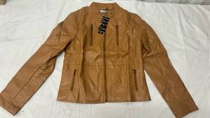 lot 7267 image: Hyfve Camel Brown Leather Moto Jacket Size Medium