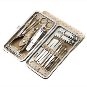 lot 4651010 image: Suizaomo Nail Clippers Set for Men and Womens Gift Manicure Set 19 Pieces Stainless Steel Manicure Kit,Nail Care Tools with Luxurious Travel Case - Retail $11