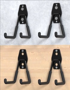 lot 4651085 image: HUHOLE Garage Hooks Heavy Duty 4PC, Steel Garage Wall Hooks, Black, Anti-slip Vinyl Coated - Retail $13