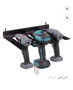 lot 4651094 image: Navaris Drill Holder for Pegboard or Wall - Tool Organizer Storage Accessories - Wall Mount Rack for Pegboards, Garage Walls, Power Tools - Retail $39