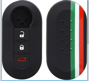 lot 4651140 image: kwmobile Silicone Key Fob Cover Compatible with Fiat Lancia 3 Button Car Flip Key - Retail $11