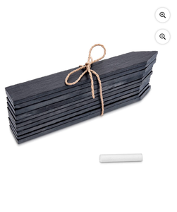 lot 4651153 image: Navaris Slate Plant Labels (10 Pieces) - Set of 10 Natural Slate Garden Markers for Herbs, Pots and Garden - Reusable Slate Tags with Chalk - Size S - Retail $31