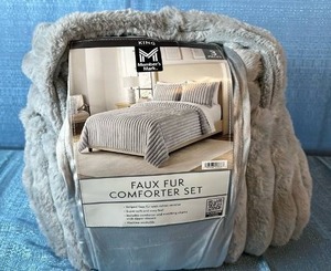 lot 2024 image: Members Mark Faux Fur Comforter Set. Size King. Color Gray.