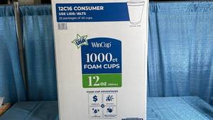 lot 3008 image: WinCup 12oz Foam Cups - 1000 Count Bulk Pack
