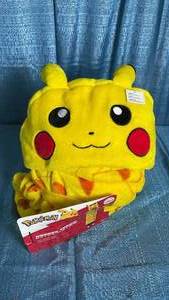 lot 5005 image: Pokemon Pikachu Hooded Throw Blanket, 50in x 40in