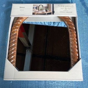 lot 5017 image: Threshold Texture Wood Frame Mirror
