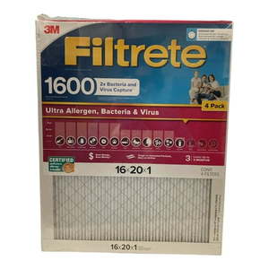lot 6004 image: Filtrete Air Filter  MPR 1600  MERV 12  Healthy Living Ultra-Allergen 3-Month Pleated 1-Inch Air Filters (Pack of 4)