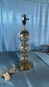 lot 6104 image: Large Stacked Glass Ball Table Lamp Base Brass - Threshold�� Mercury Finish, ETL Listed, No Shade