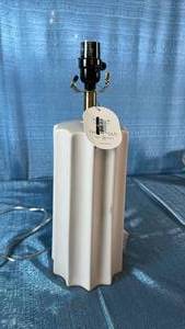 lot 6105 image: 24.75x13 Ribbed Ceramic Table Lamp Cream - Threshold�� Bedside, Nightstand, No Assembly Required