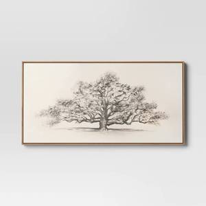 lot 6111 image: 47 x 24 Pen and Ink Tree Framed Wall Canvas - Threshold�� Digital Art Nature Scene, Polystyrene Frame