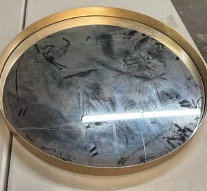 lot 6112 image: 30 Flush Mount Round Decorative Wall Mirror Gold - Threshold�� Modern Vanity Accent, No Assembly Required