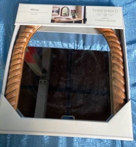 lot 7006 image: Threshold White Wood Wall Mirror with Rope Detail