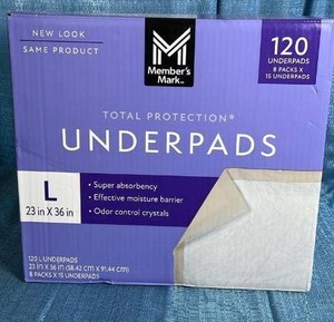 lot 7054 image: Members Mark Size L Under Pads 23x36 ( 120 ct)