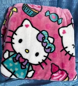 lot 7066 image: Hello Kitty Pink Plush Throw Blanket
