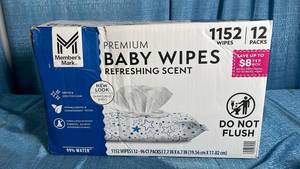 lot 7077 image: Members Mark Premium Baby Wipes - 12 Pack Box