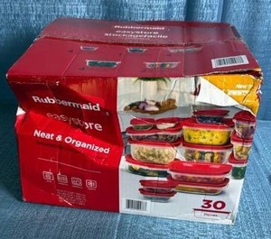 lot 7103 image: Rubbermaid 30-Piece Food Storage Container Set with Red Lids