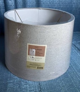 lot 7108 image: Large Drum Style Lamp Shade in Gray
