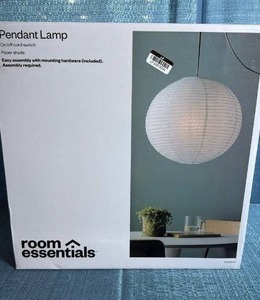 lot 7110 image: Room Essentials White Paper Globe Pendant Lamp