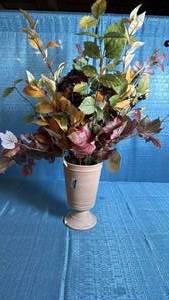 lot 7119 image: Faux Autumn Leaf Arrangement in Studio McGee Ceramic Vase