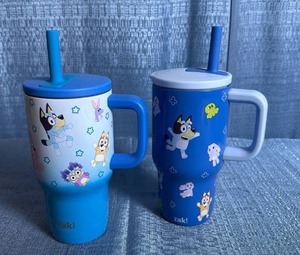 lot 7127 image: (2) Bluey Character Kids Insulated Zak Cups with Straws