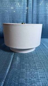 lot 7133 image: White Drum Lamp Shade with Gold Hardware