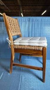 lot 8002 image: Temescal Valley Wood and Woven Dining Chair with Cream Colored Cushions