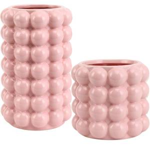 lot 506 image: YANWE1 Bubble Vases, Set of 2 Pink Ceramic Vases, Ceramic Flower Vase, Tall Bubble Vases for Coffe Table Decor, Decorative Vase for Living Room, Dining Table, Wedding - Retail $35