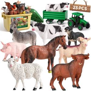 lot 523 image: WAIIW Farm Animal Toys for Toddlers,23 PCS Animal Toys with Realistic Animal Figurines,Tractor Toy and Fence,Farm Playset Educational Learning Toys for Toddlers Kids 3-5 - Retail $23