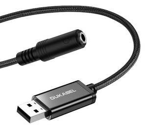 lot 529 image: DUKABEL USB Headphone Adapter, External Sound Card with TRRS 4 Pole Jack, Mic-Supported USB to 3.5mm Audio Apdater for PC PS4 PS5 and More 9.8 inch - Retail $9