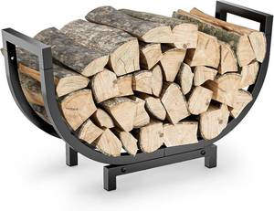 lot 536 image: Dicasser Firewood Rack Outdoor and Indoor Firewood Storage, 24 INCH Double Coated Fire Wood Organizer, Waterproof Rustproof Stable Log Holder and Fireplace Decor, Black - Retail $26