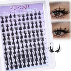 lot 559 image: Anime Lash Clusters with Spikes Manga Eyelash Clusters Invisible Band Spiky Clusters Eyelash Extensions Natural Cluster Lashes Wispy 10-16mm DIY Lash Extension Clear Band Doll Individual Lashes 120Pcs - Retail $10