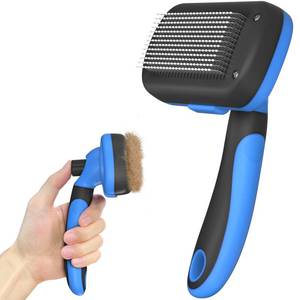 lot 567 image: Dipoo Self-Cleaning Brush for Pet Deshedding - Skin-Friendly Grooming Tool for Dogs and Cats, Blue - Retail $13