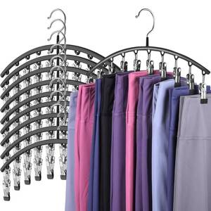 lot 581 image: Hendiy Legging Organizer for Closet, Pants Hangers 10 Pack w10 Clips Holds 100 Leggings, LeggingsShortsJeansSkirtsPants Hangers wRubber Coated, Space Saving Hanging Closet Organizer - Retail $30