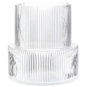 lot 583 image: YANWE1 Ribbed Glass Vase, Flower Vase, Fluted Clear Vases for Flowers, Modern Vases for Living Room, Dining Table, Entryway, Shelf, Wedding, Office, Coffee Table, Birthday, 7.5 Inches - Retail $25