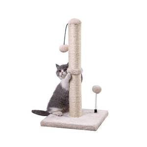 lot 592 image: MECOOL Cat Scratching Post Premium Basics Kitten Scratcher Sisal Scratch Posts with Hanging Ball 22in for Kittens or Smaller Cats (22 inches for Kitten, Beige) - Retail $21