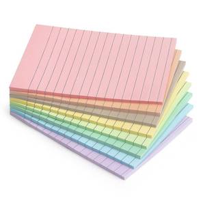 lot 593 image: 4x6 Inch Lined Sticky Notes, 8 Pack, Light Colors, Premium Self-Adhesive Notepads, Large Sticky Pads for Office, School & Home Use, Easy to Use, Reusable & Removable - Retail $8