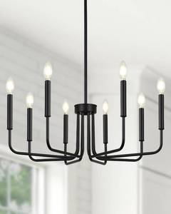 lot 608 image: Chandeliers for Dining Room 8-Light Modern Farmhouse Chandelier over Dining Table Matte Black Chandelier Dining Room Light Fixture Iron Hanging Light Foyer Chandelier Living Room Bedroom Entryway - Retail $60