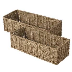 lot 610 image: StorageWorks Toilet Tank Basket for Bathroom, Seagrass Storage Baskets for Toilet Tank Top, 2-Pack - Retail $35
