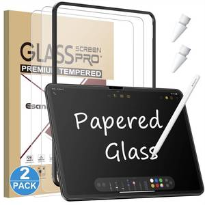 lot 612 image: Esanik 2 Pack Like Paper Glass Screen Protector for iPad Air 11 Inch M3M2 (7th6th Generation, 20252024)9H Tempered Glass Film with Alignment Frame, Writing Like on Paper, Anti Glare, Apple Pencil Compatible - Retail $16