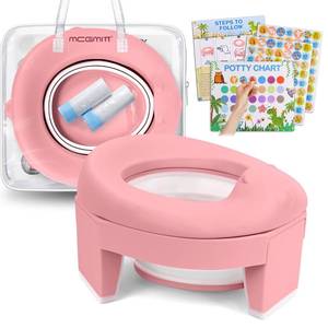 lot 619 image: MCGMITT Portable Potty Seat for Kids Travel - Foldable Training Toilet Chair for Toddler Girls with Storage Bags for Outdoor and Indoor Easy to Clean(Pink) - Retail $24