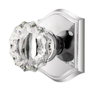 lot 634 image: CLCTK Crystal Door Knobs Interior, Passage Glass Door Knobs Polished Chrome Door Knobs for Hall Closet - Retail $33